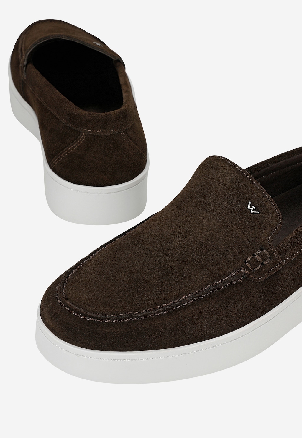 Ciemnobrązowe mokasyny męskie na białej podeszwie 10218-62 Widok 7