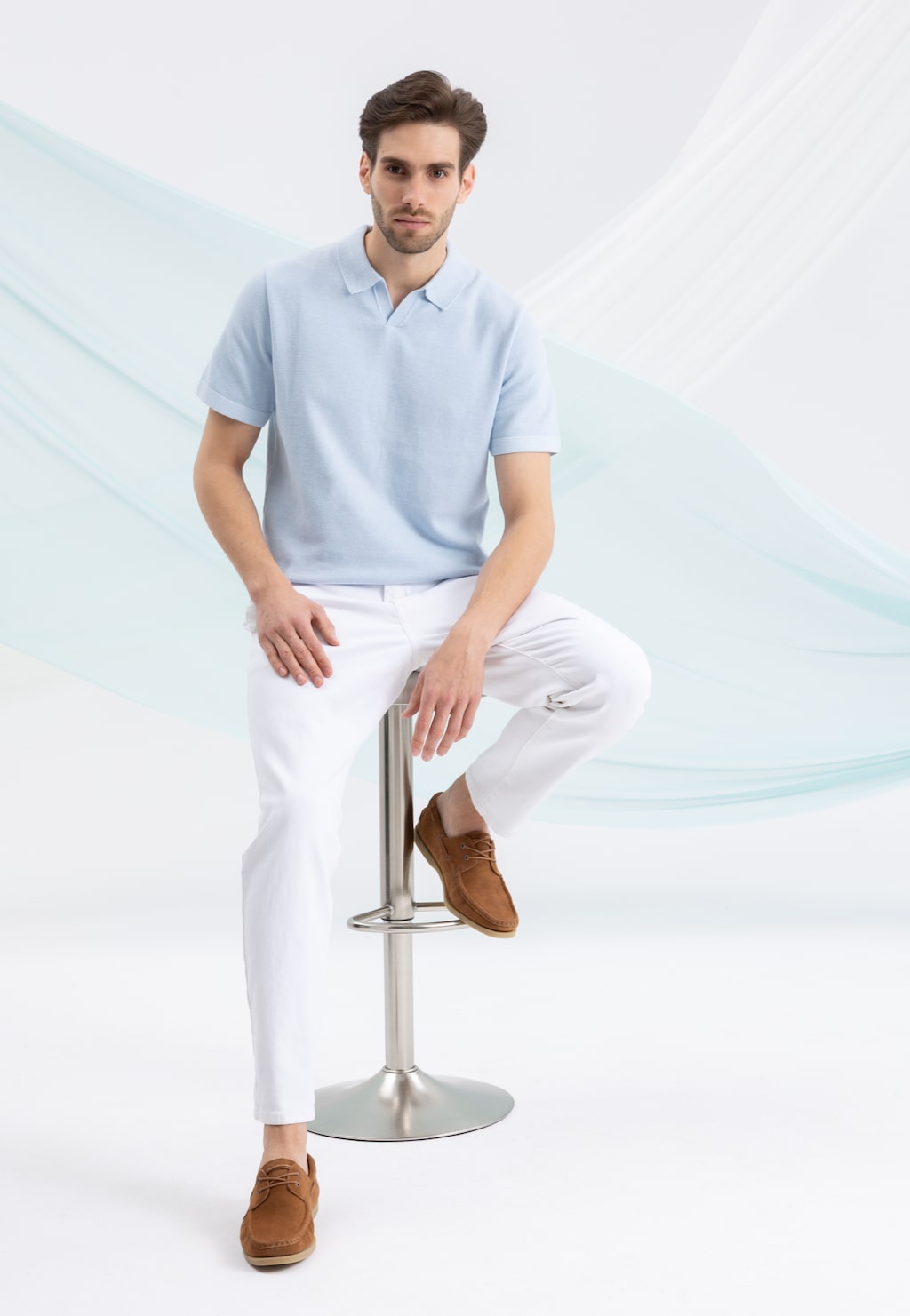 Brązowe rude mokasyny męskie 10256-63 Widok 1