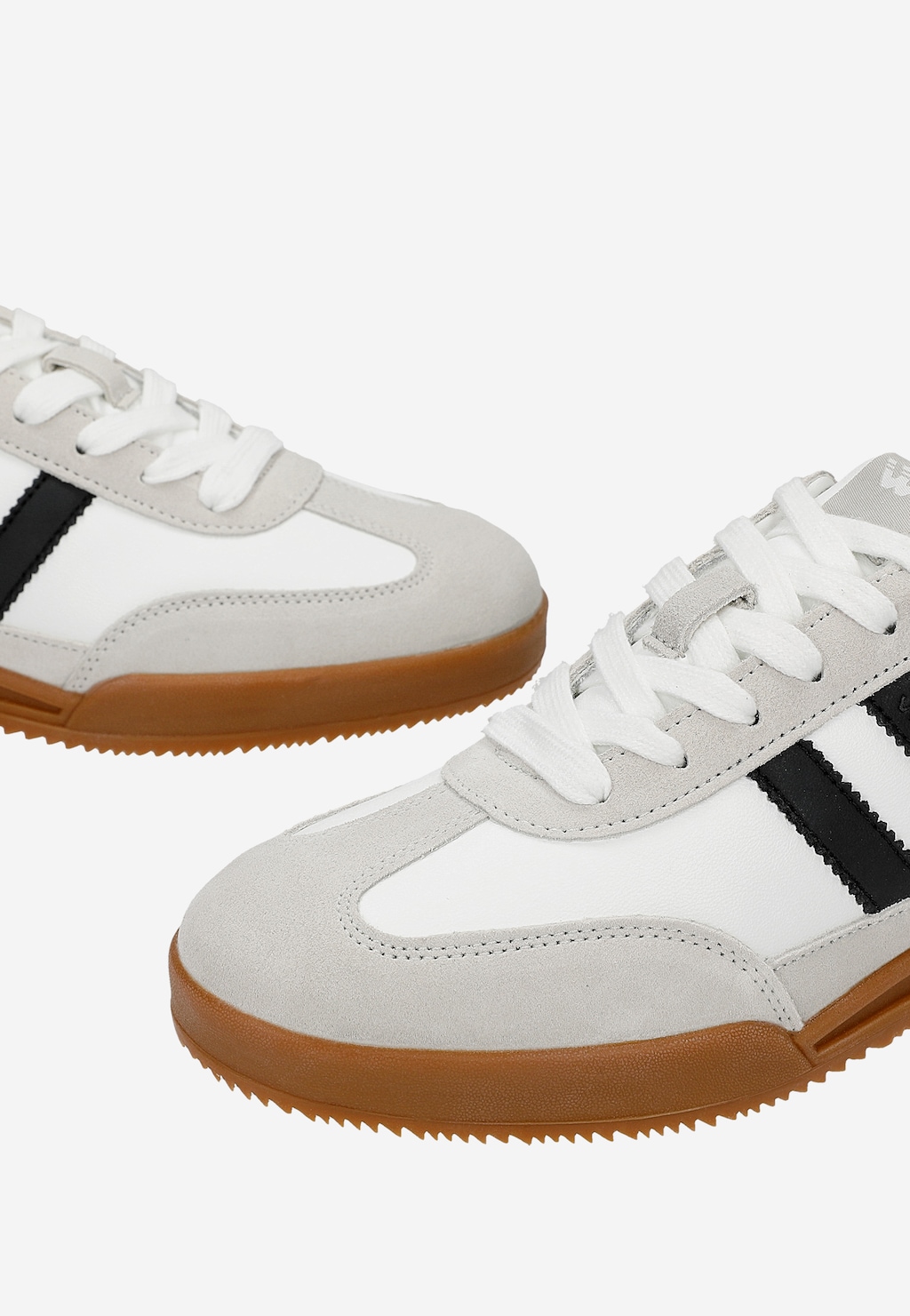 Jasne skórzane trampki męskie z kontrastowymi wstawkami 10303-79 Widok 8
