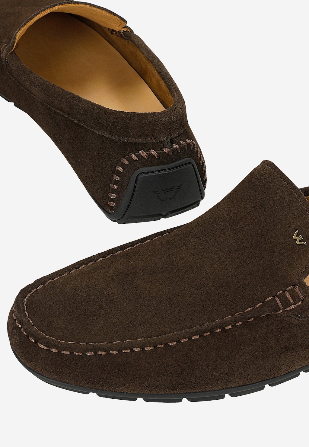 Ciemnobrązowe mokasyny męskie z dwoiny 10308-62 Widok 7