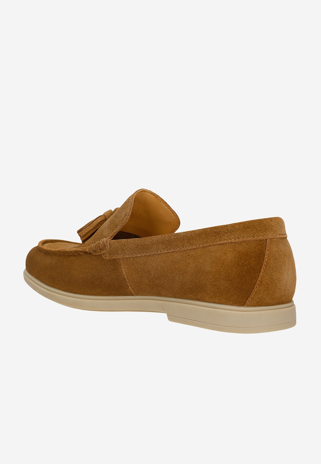 Brązowe mokasyny męskie z frędzlami 10310-63 Widok 4