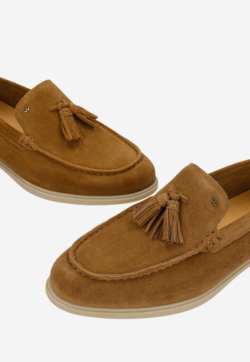 Brązowe mokasyny męskie z frędzlami 10310-63 Widok 7