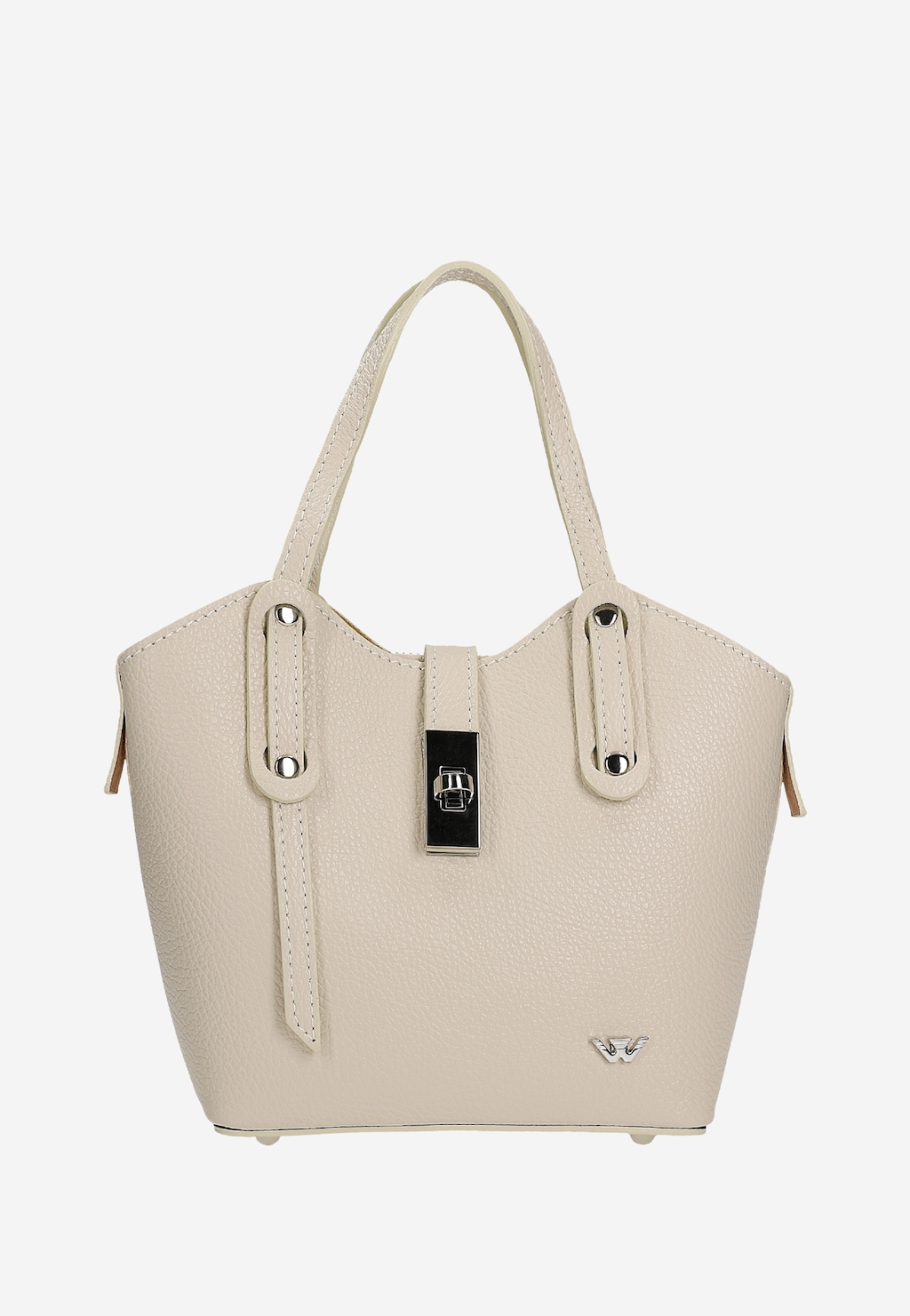 Beżowy skórzany kuferek damski z metalowym zapięciem 80485-54 Widok 2