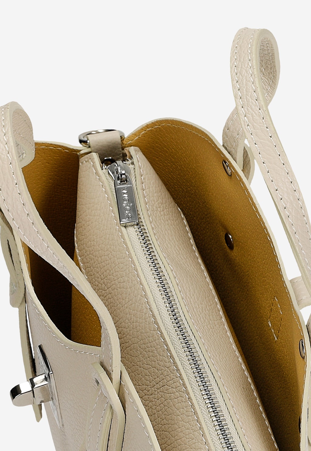 Beżowy skórzany kuferek damski z metalowym zapięciem 80485-54 Widok 7