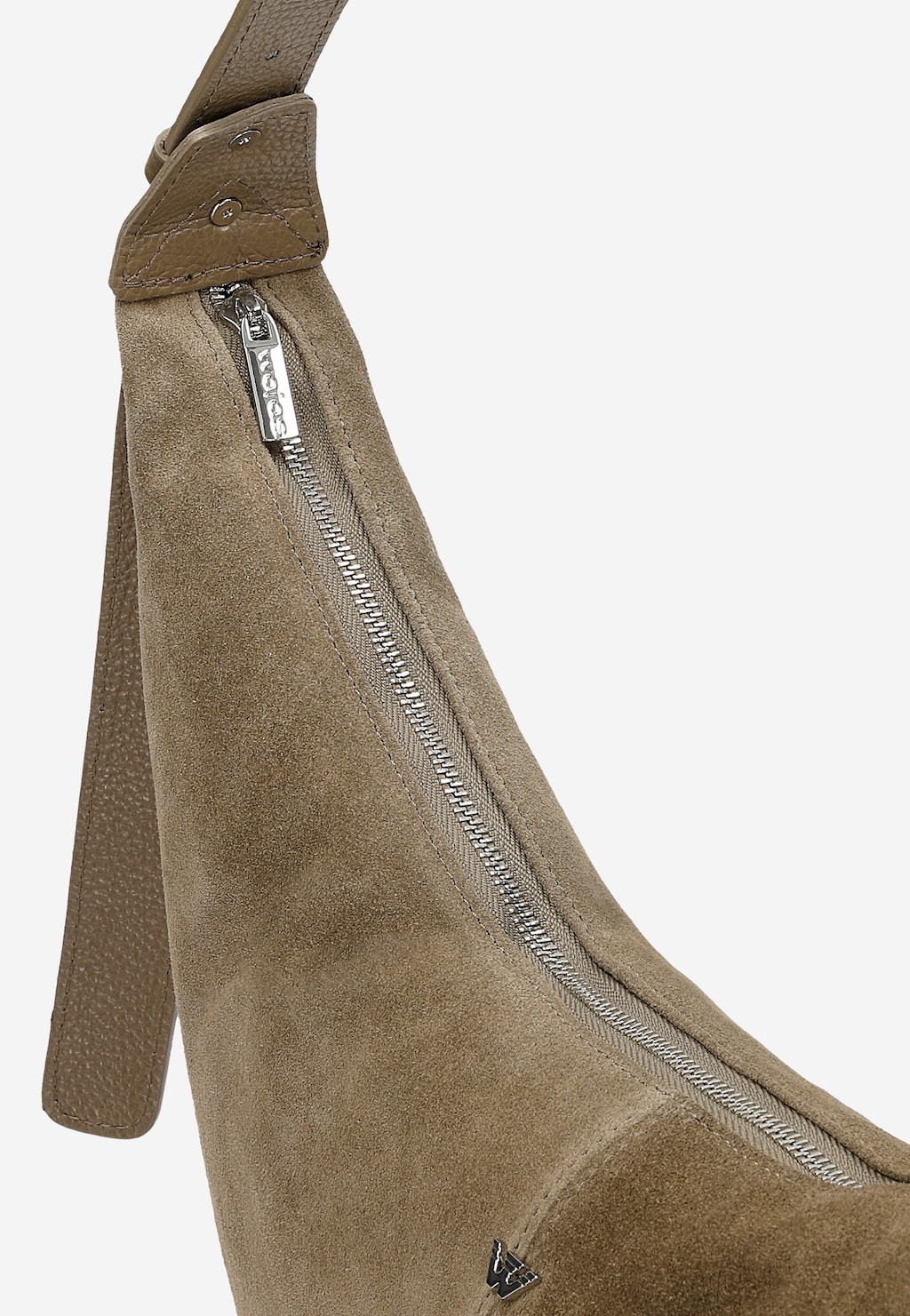 Mała ciemnobeżowa torebka z dwoiny welurowej i skóry licowej 8047474 Widok 5