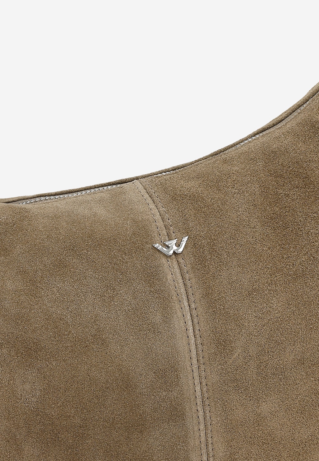 Mała ciemnobeżowa torebka z dwoiny welurowej i skóry licowej 8047474 Widok 7