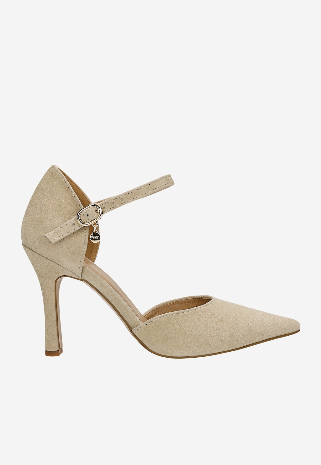 Beżowe welurowe czółenka damskie na szpilce 35185-64 Widok 1