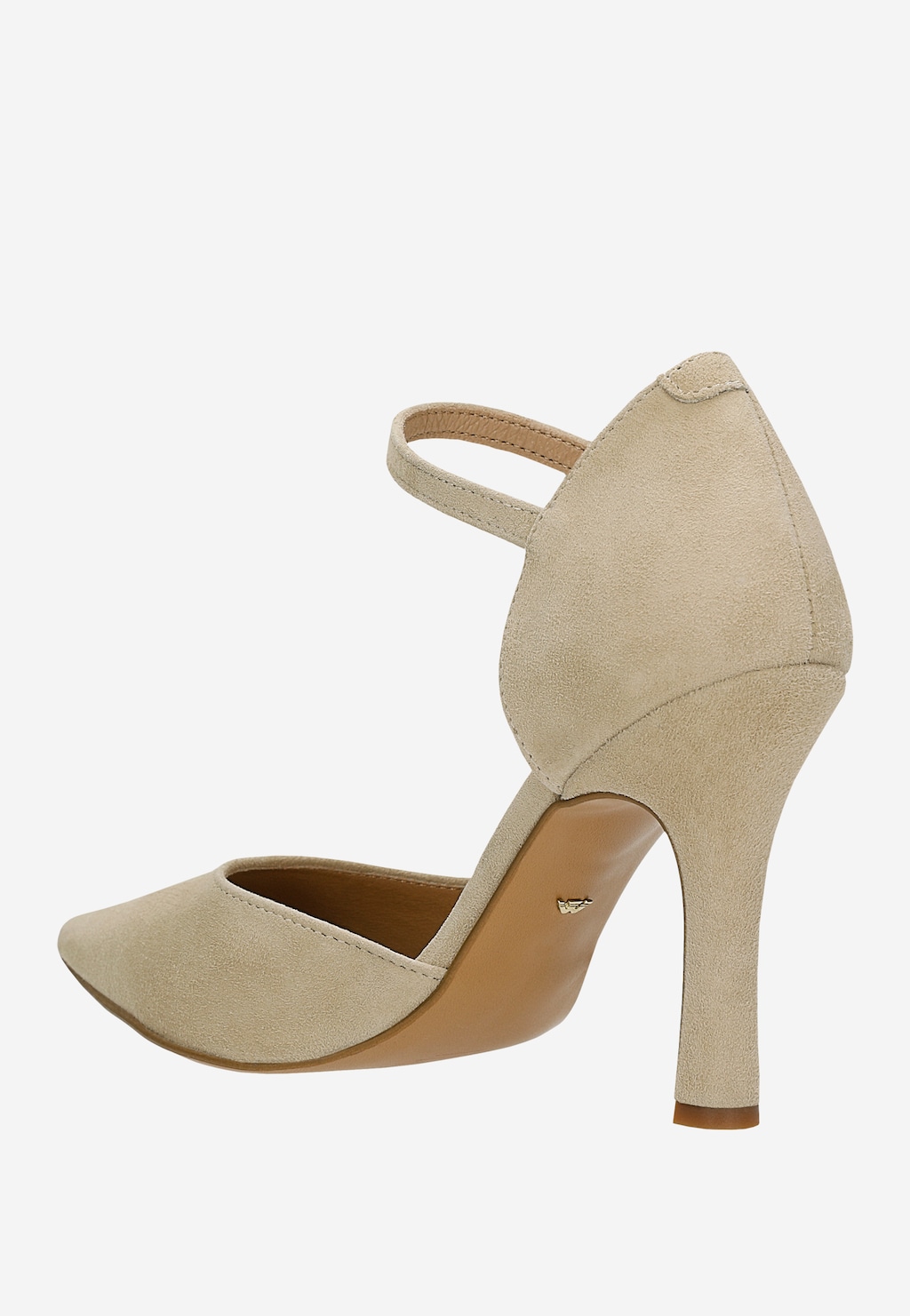 Beżowe welurowe czółenka damskie na szpilce 35185-64 Widok 3