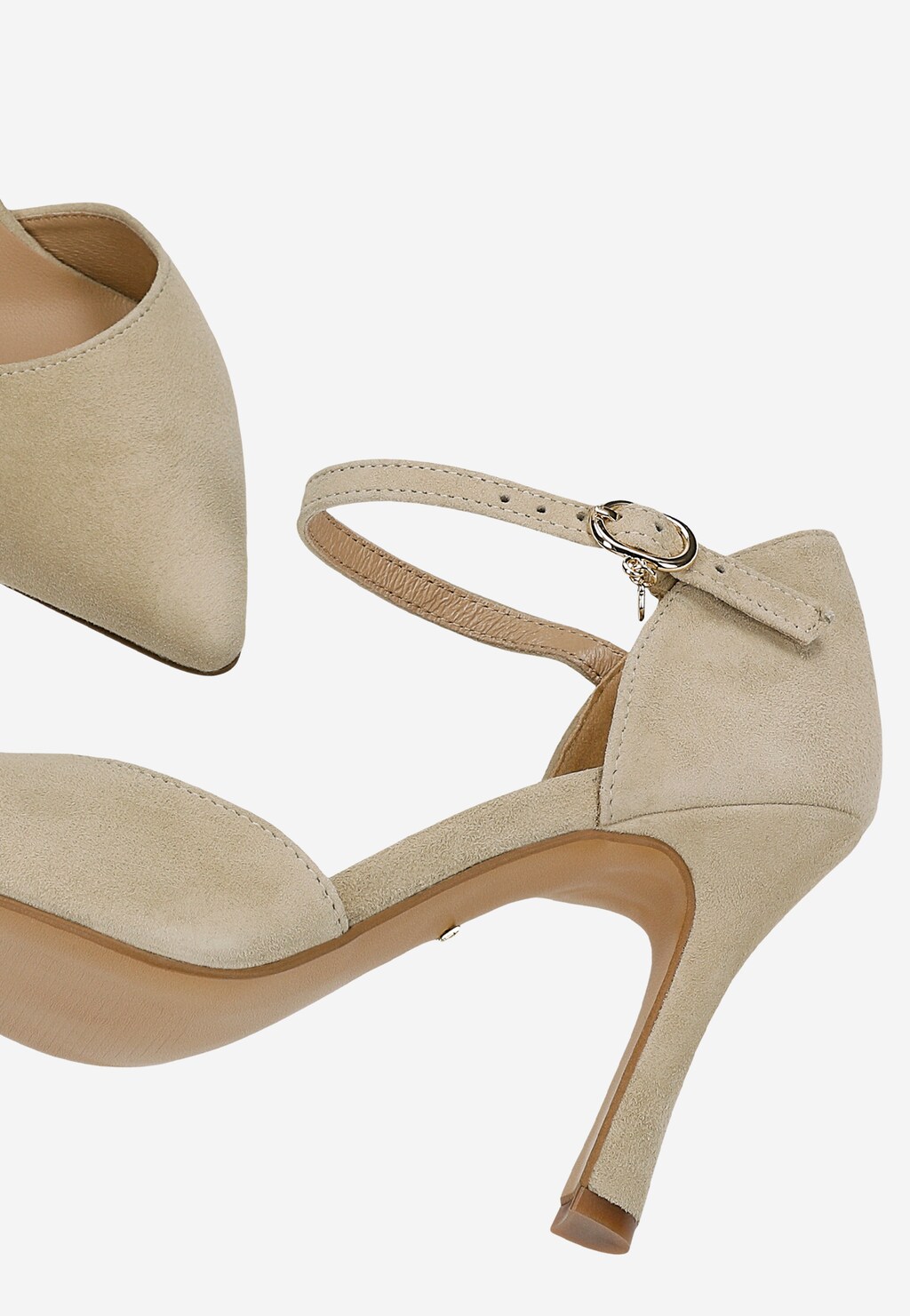 Beżowe welurowe czółenka damskie na szpilce 35185-64 Widok 6