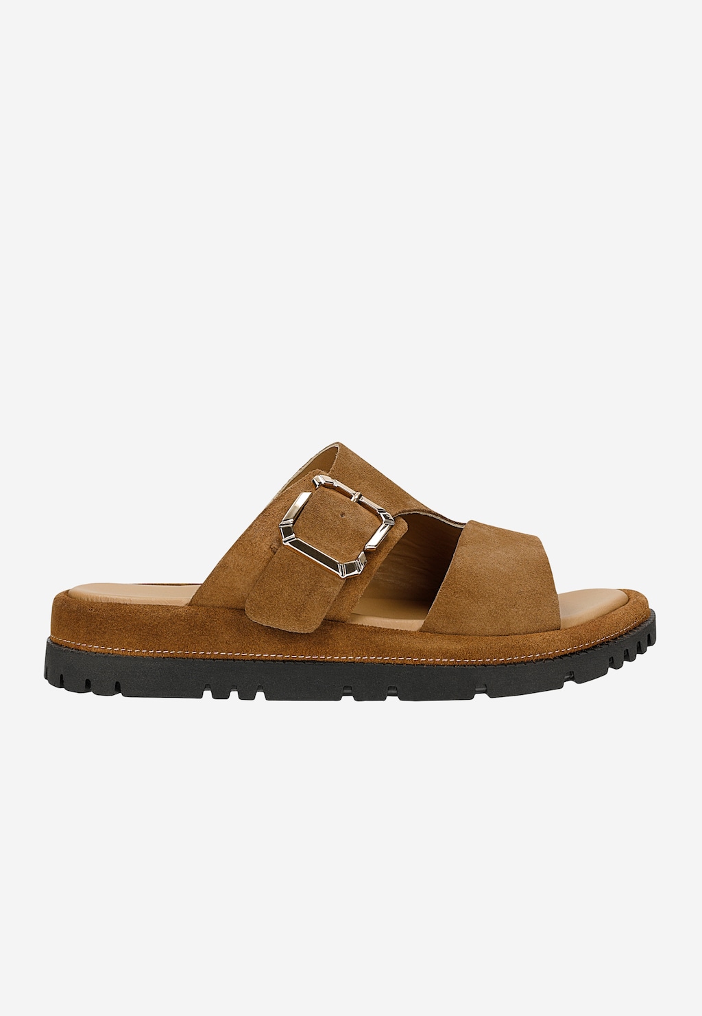 Beżowe klapki damskie na płaskiej podeszwie 74163-64 Widok 1