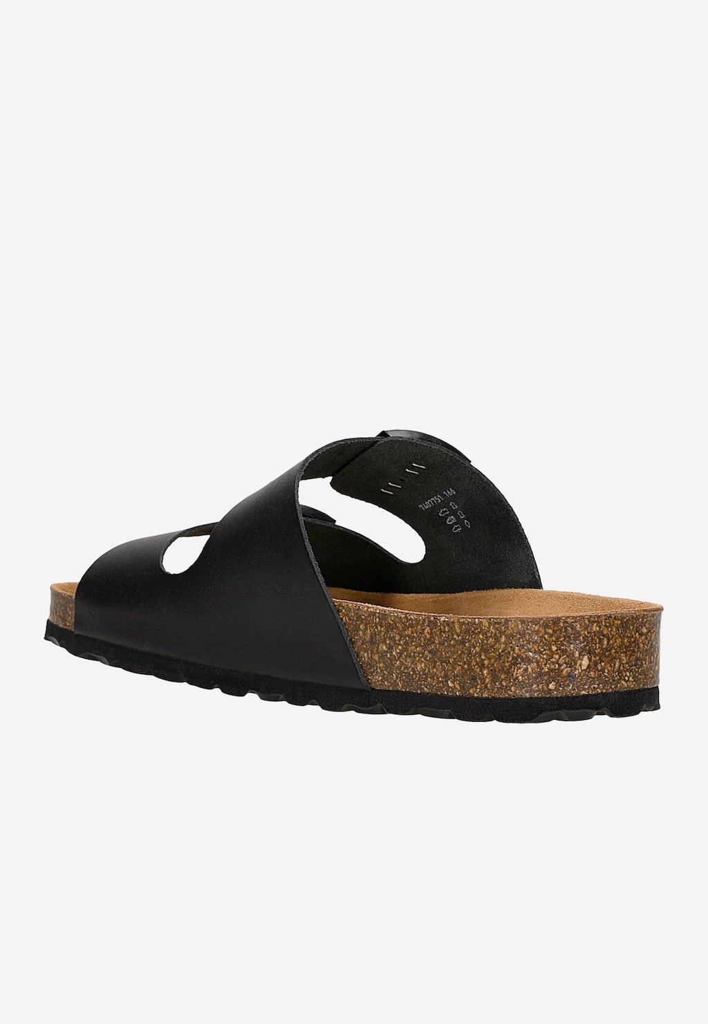 Czarne klapki damskie z klamrami i podeszwą korkową 74077-51 Widok 4