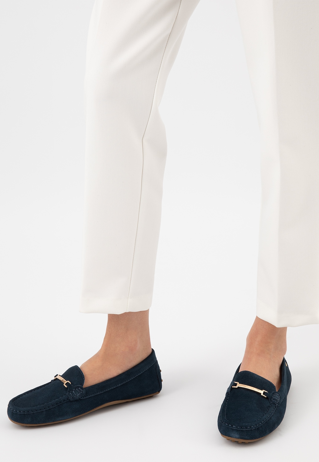 Modré dámske mokasíny so zlatou ozdobnou sponou 46210-66 Widok 9