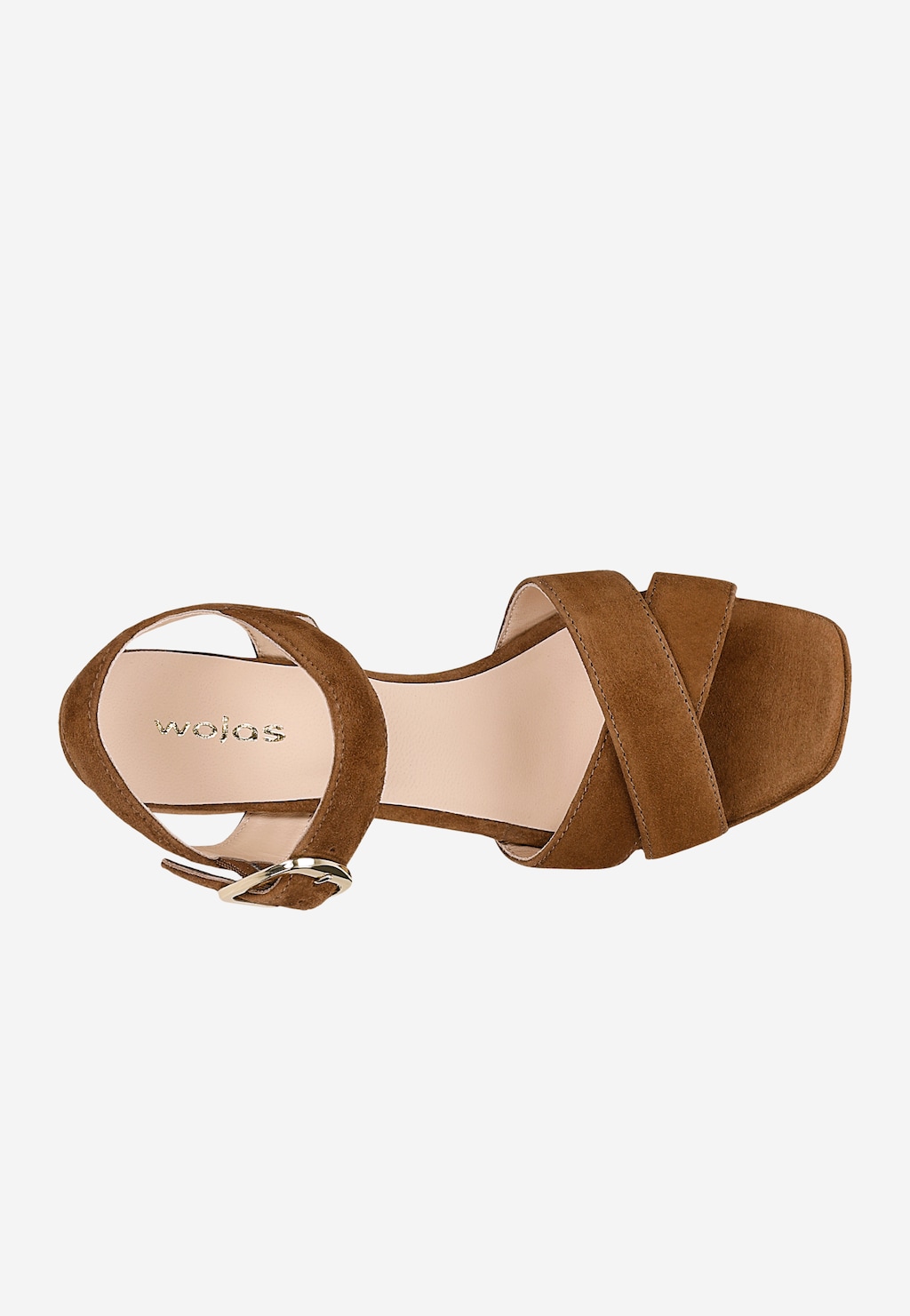 Brązowe zamszowe sandały na szerokim słupku 76251-63 Widok 4