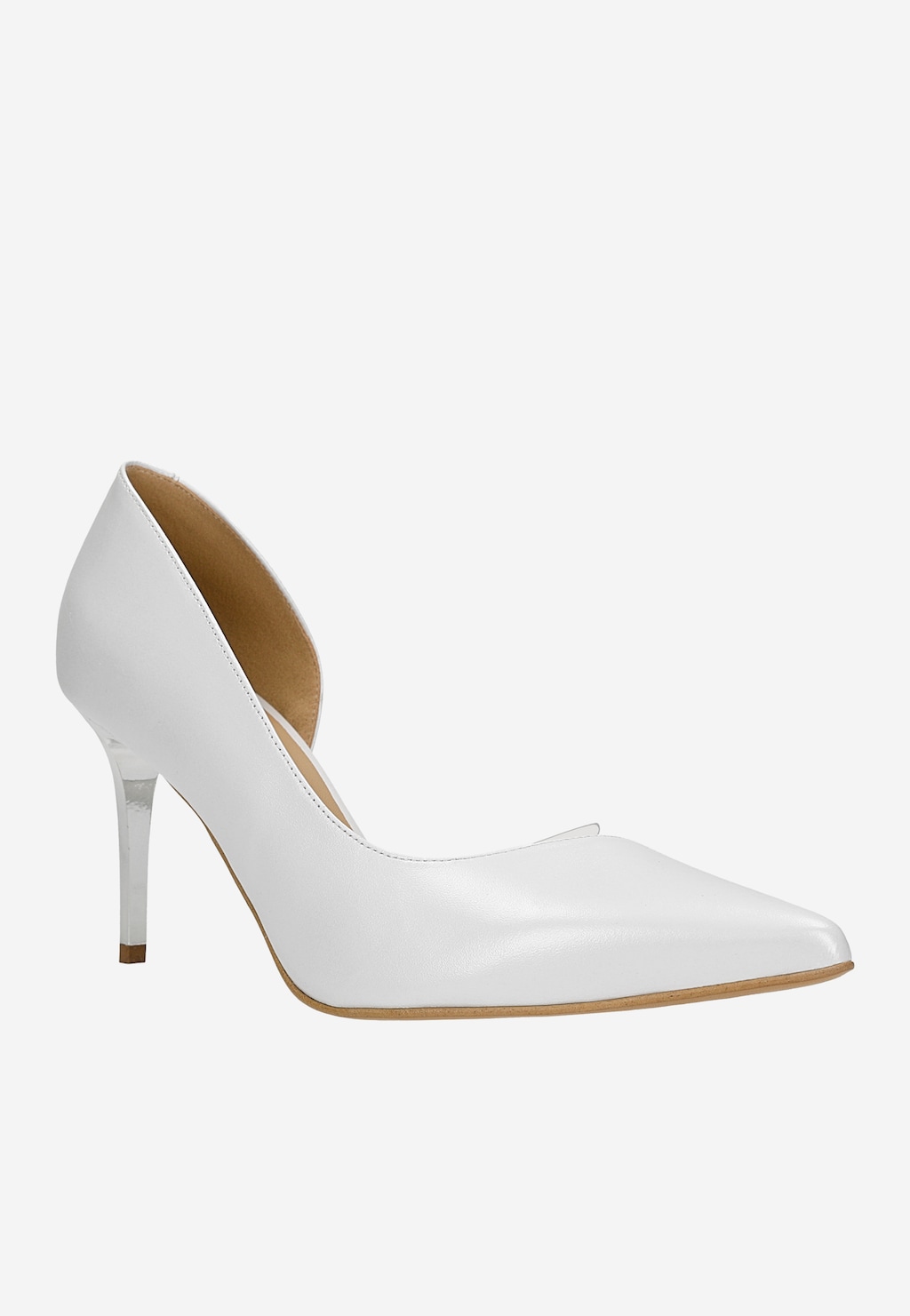 Białe perłowe czółenka damskie na srebrnej szpilce 35179-89 Widok 2