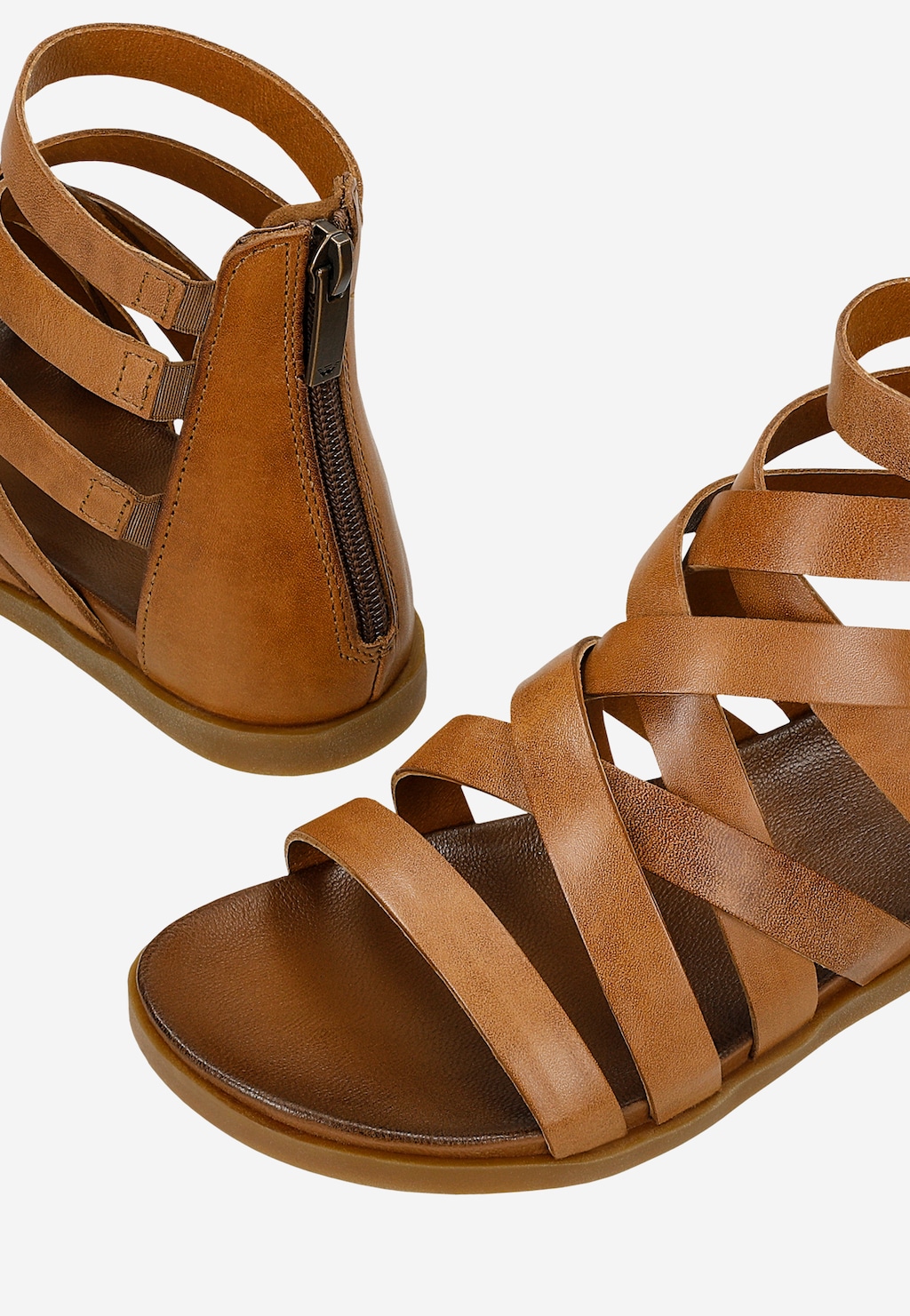 Brązowe skórzane rzymianki 76062-53 Widok 6