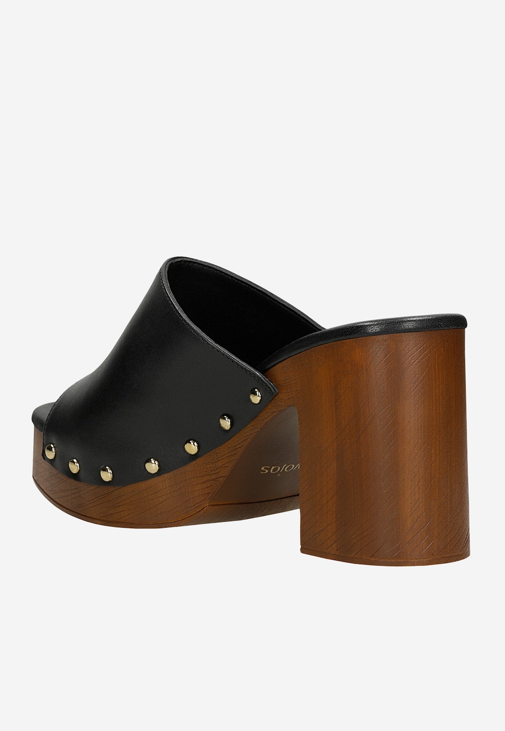 Czarne skórzane klapki na słupku i platformie 74171-51 Widok 3