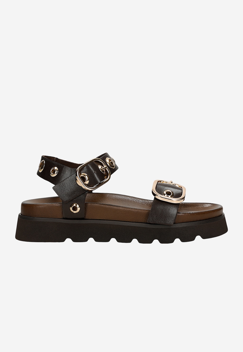 Brązowe sandały ze złotymi nitami 76263-52 Widok 1