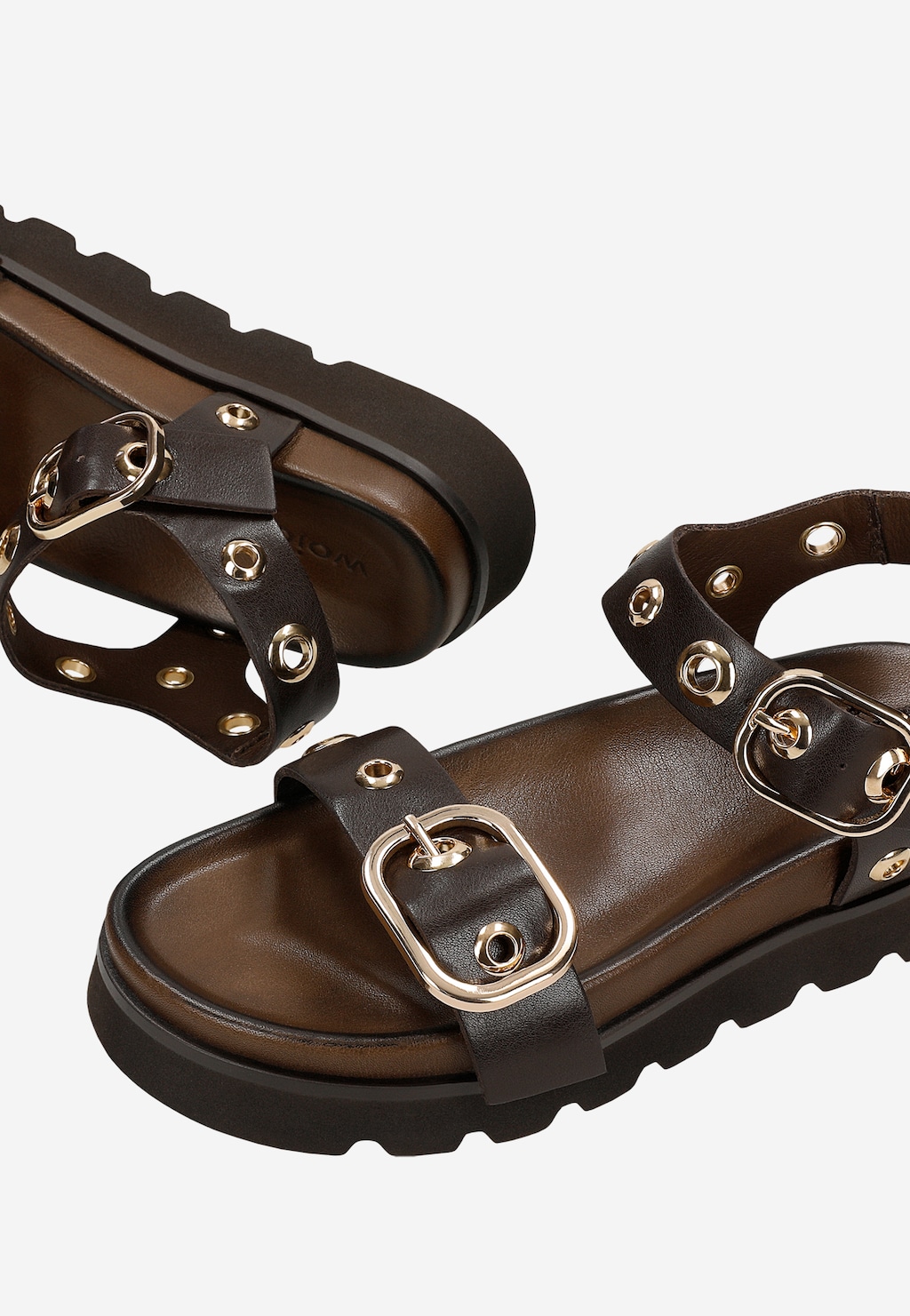 Brązowe sandały ze złotymi nitami 76263-52 Widok 6