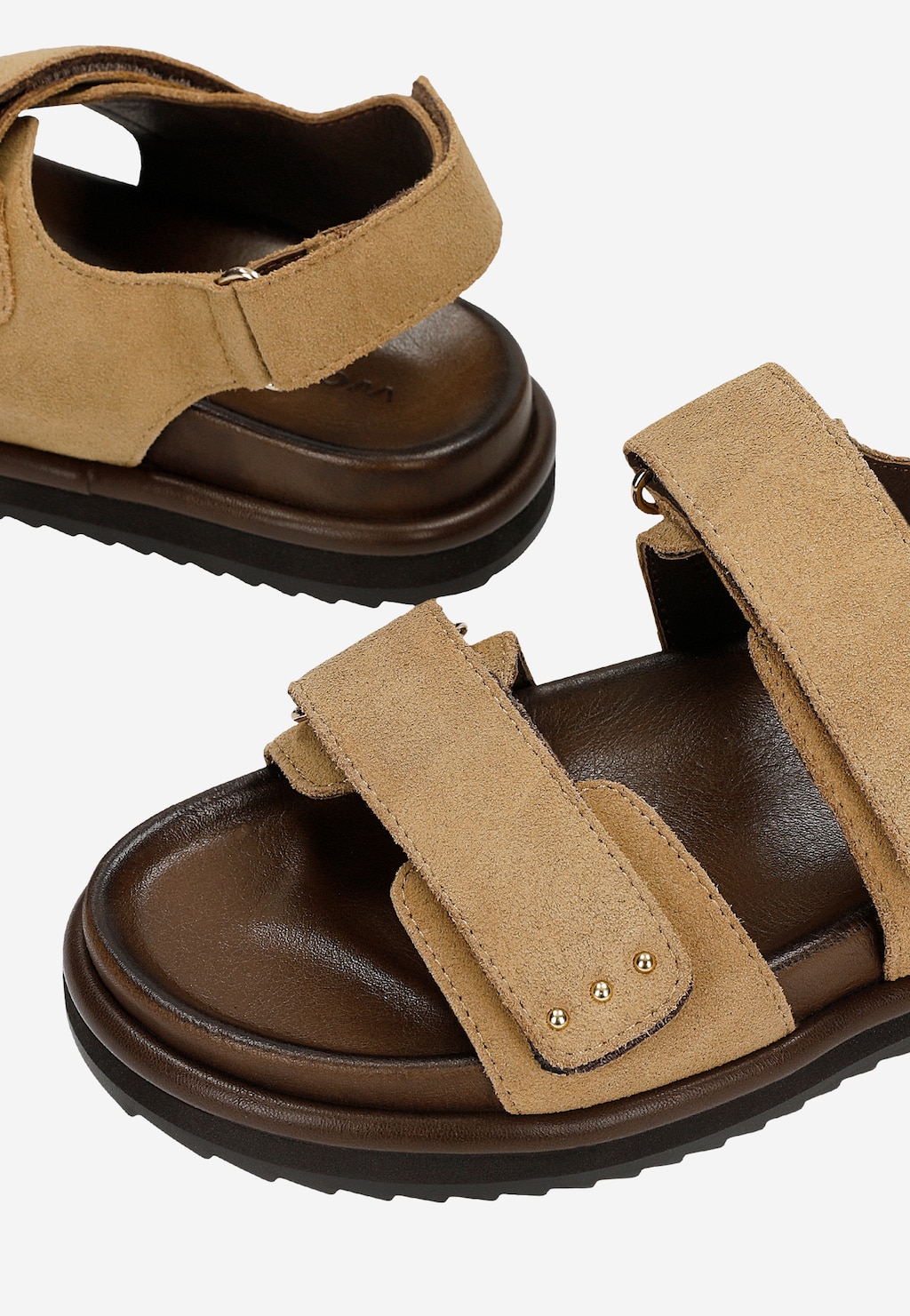 Beżowe klapki damskie z dwoiny 76264-64 Widok 6