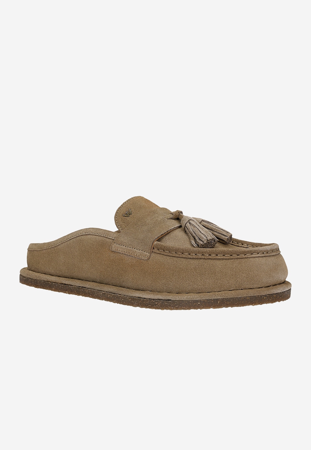 Beżowe klapki damskie z dwoiny typu mule loafers 74161-64 Widok 2