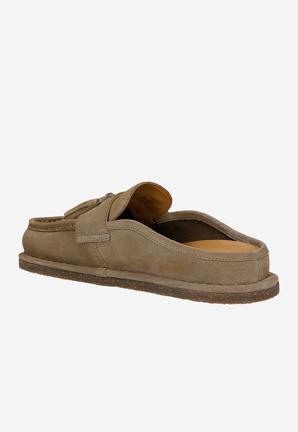 Beżowe klapki damskie z dwoiny typu mule loafers 74161-64 Widok 3