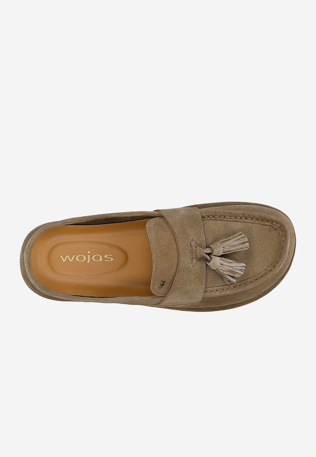 Beżowe klapki damskie z dwoiny typu mule loafers 74161-64 Widok 4