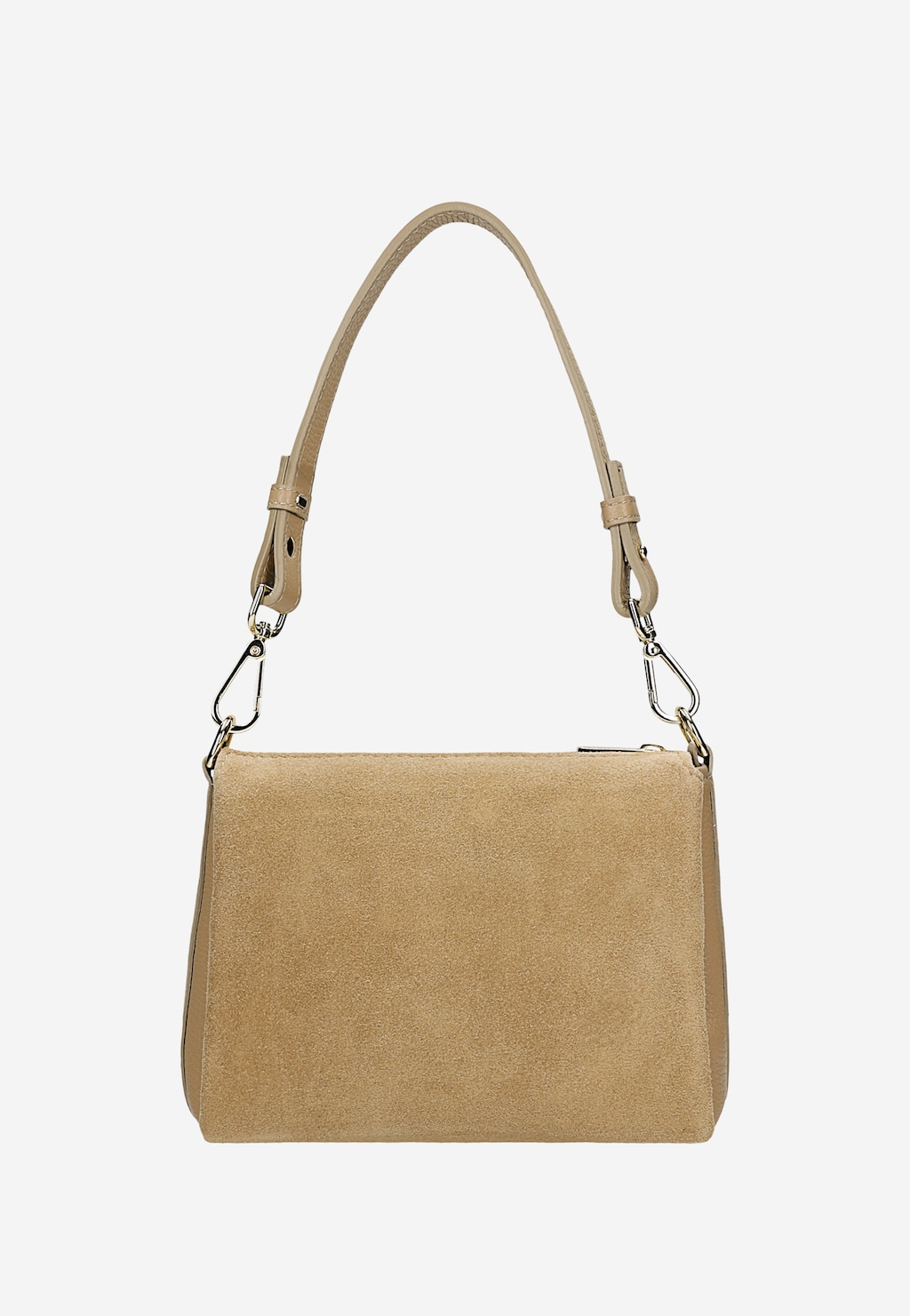 Mała beżowa torebka damska z połączenia dwoiny i skóry licowej 80484-74 Widok 3