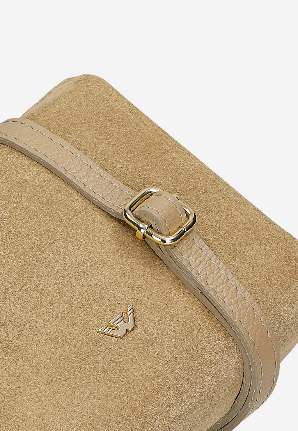 Mała beżowa torebka damska z połączenia dwoiny i skóry licowej 80484-74 Widok 7