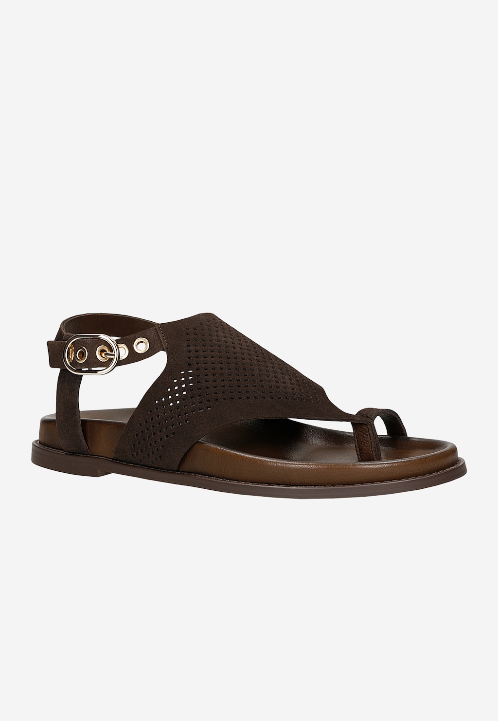 Brązowe czekoladowe sandały damskie ażurowe 76266-62 Widok 2