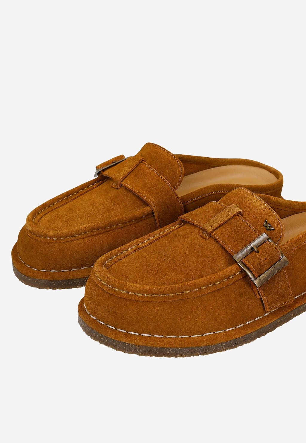 Klapki typu loafer z dwoiny welurowej 74162-63 Widok 6