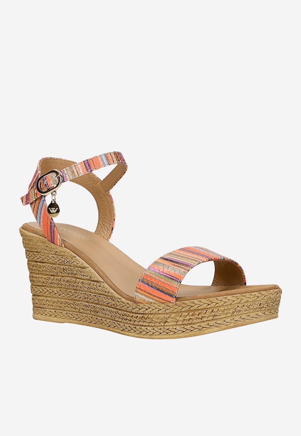 Kolorowe sandały damskie na koturnie 76022-57 Widok 2