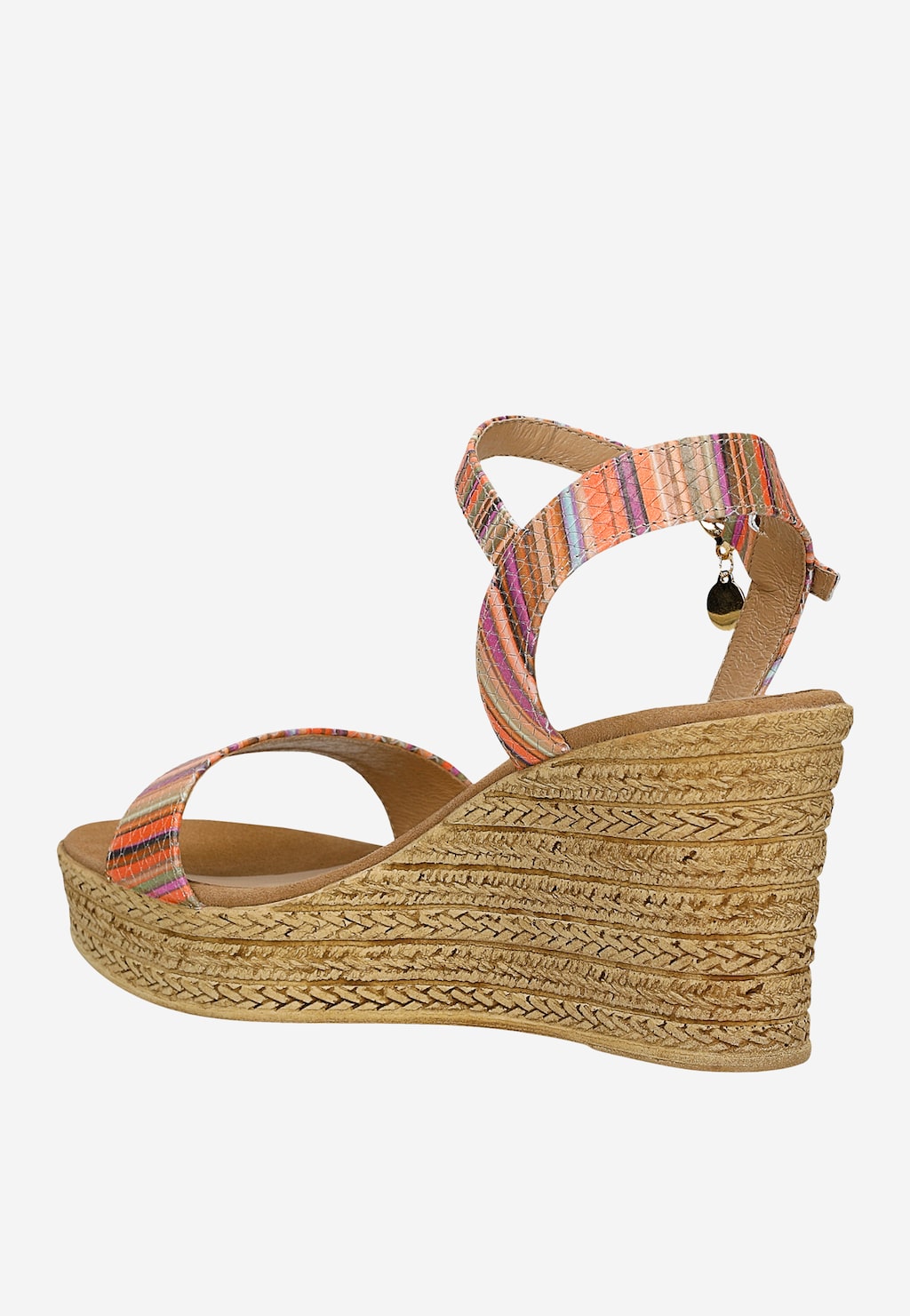 Kolorowe sandały damskie na koturnie 76022-57 Widok 3