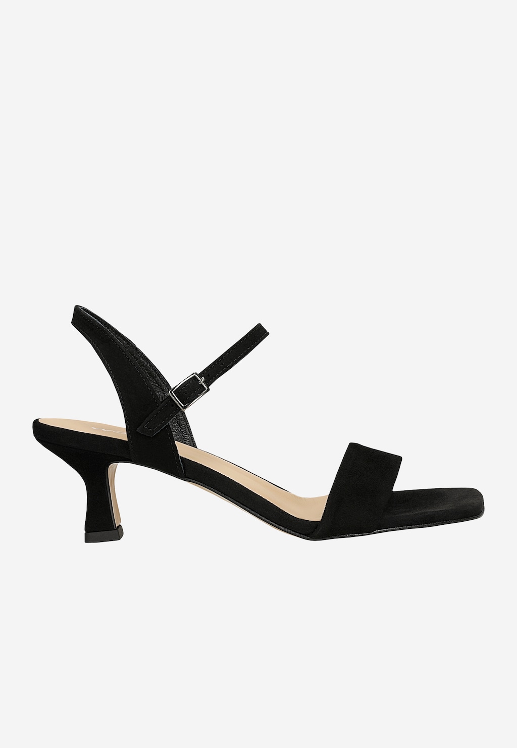 Czarne welurowe sandały na obcasie 76258-61 Widok 1