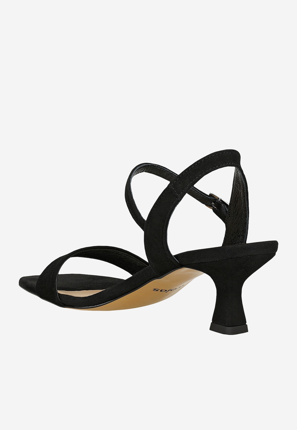 Czarne welurowe sandały na obcasie 76258-61 Widok 3