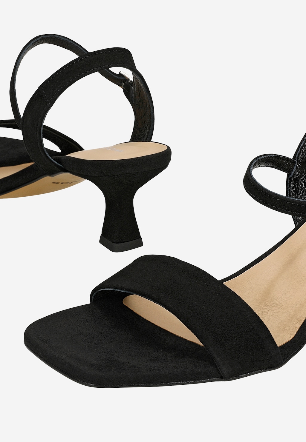 Czarne welurowe sandały na obcasie 76258-61 Widok 6