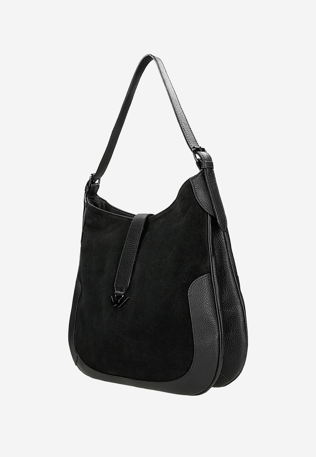 Duża czarna torebka damska z łączonych skór 80488-71 Widok 2