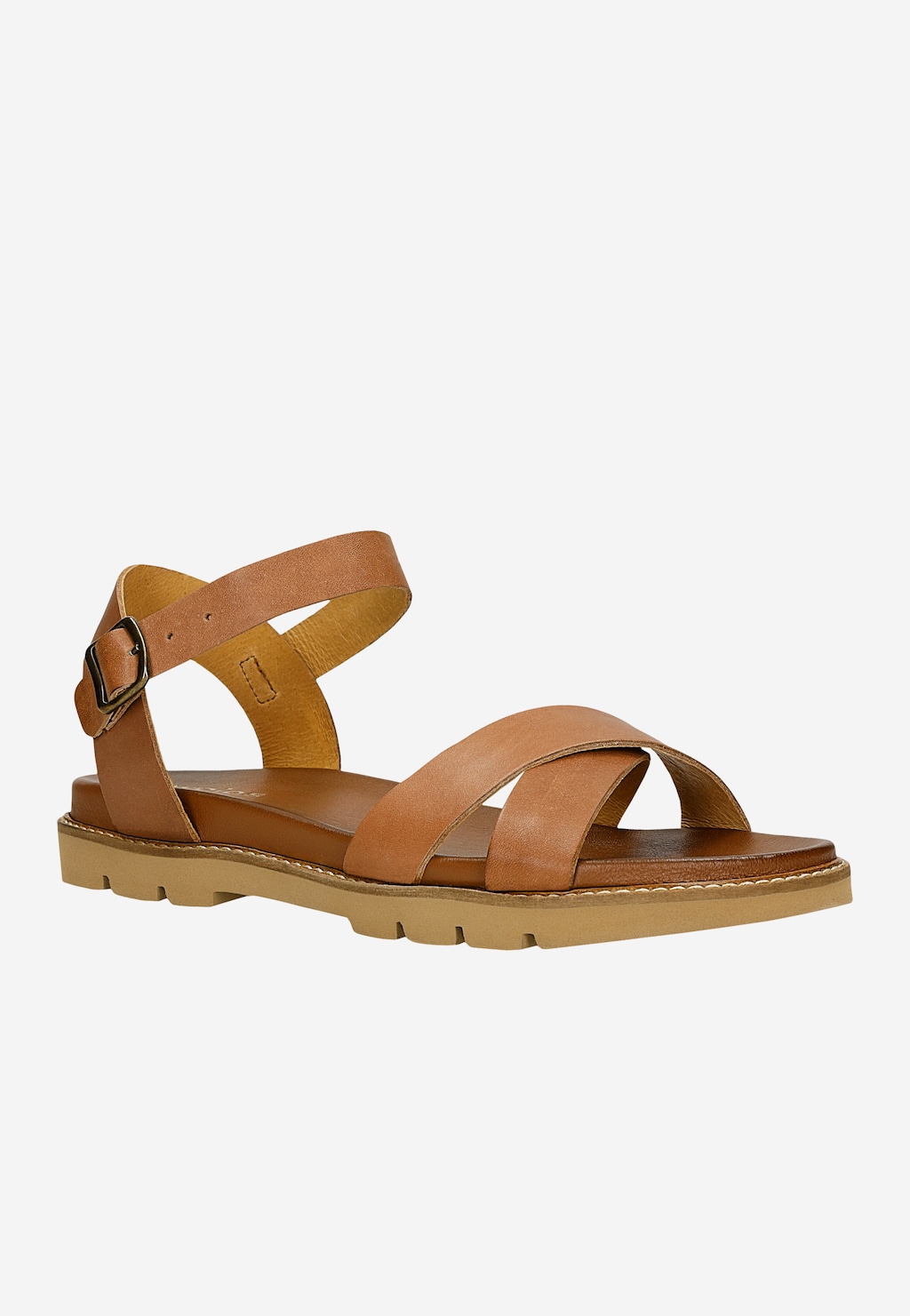 Jasnobrązowe skórzane sandały damskie 76277-53 Widok 2