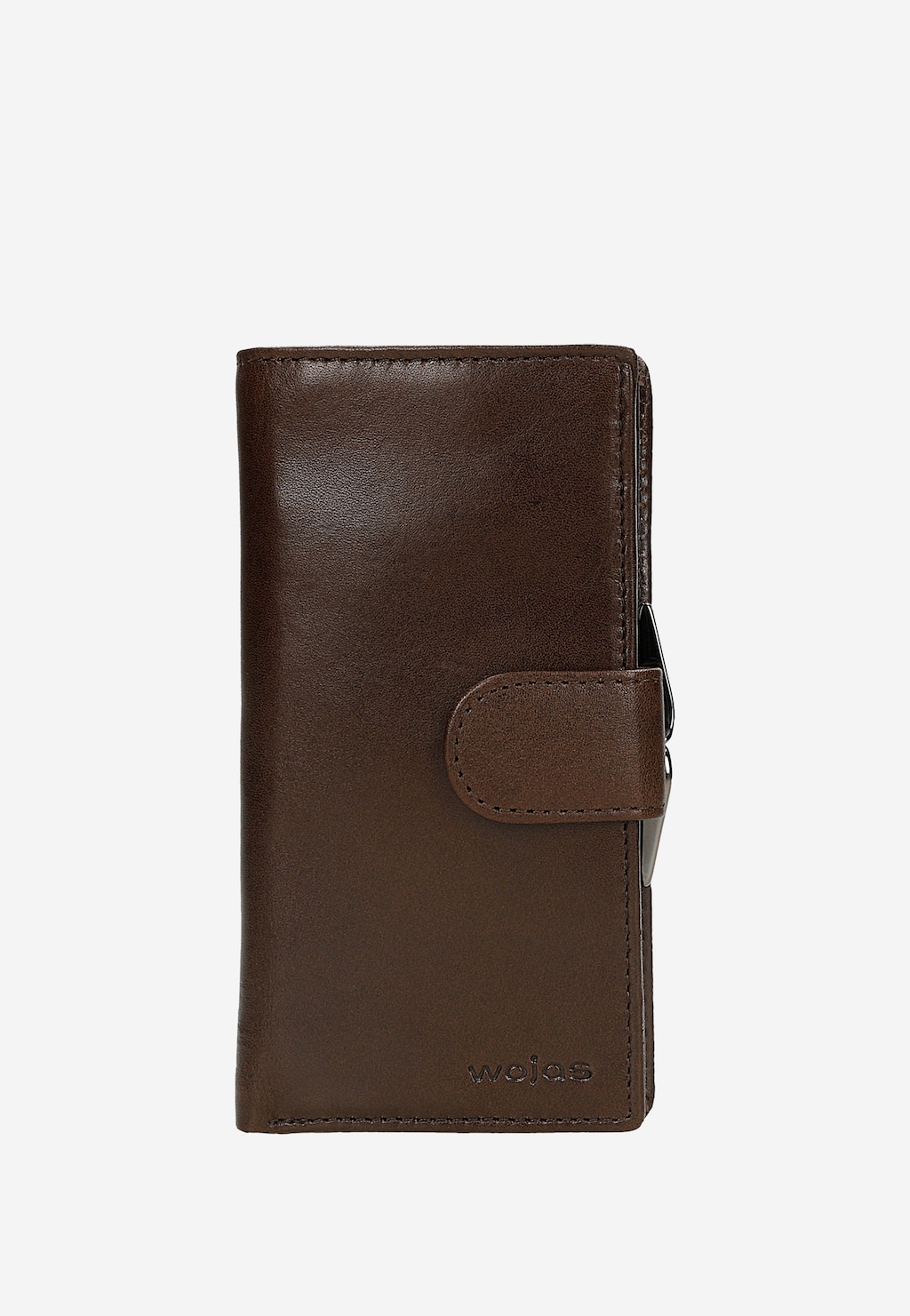 Brązowy skórzany portfel damski zapinany na zatrzask 91132-52 Widok 1