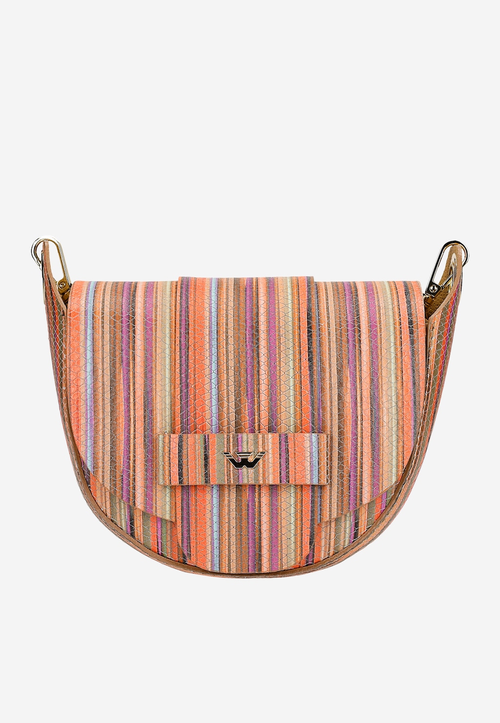 Półokrągła torebka w ozdobne kolorowe paski 80489-58 Widok 1