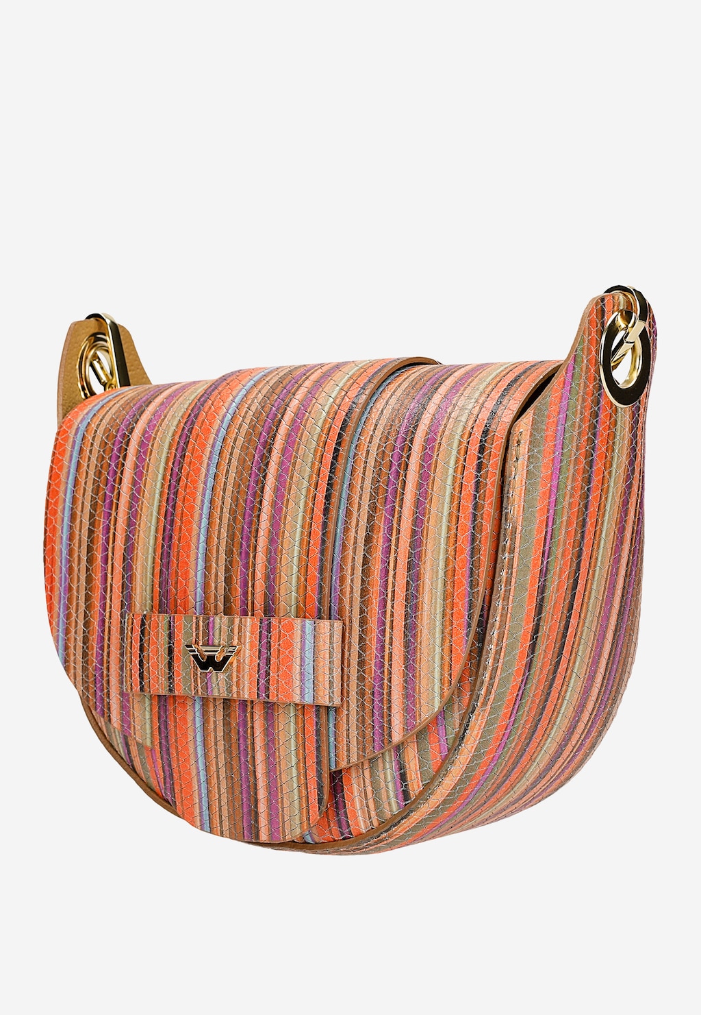 Półokrągła torebka w ozdobne kolorowe paski 80489-58 Widok 2