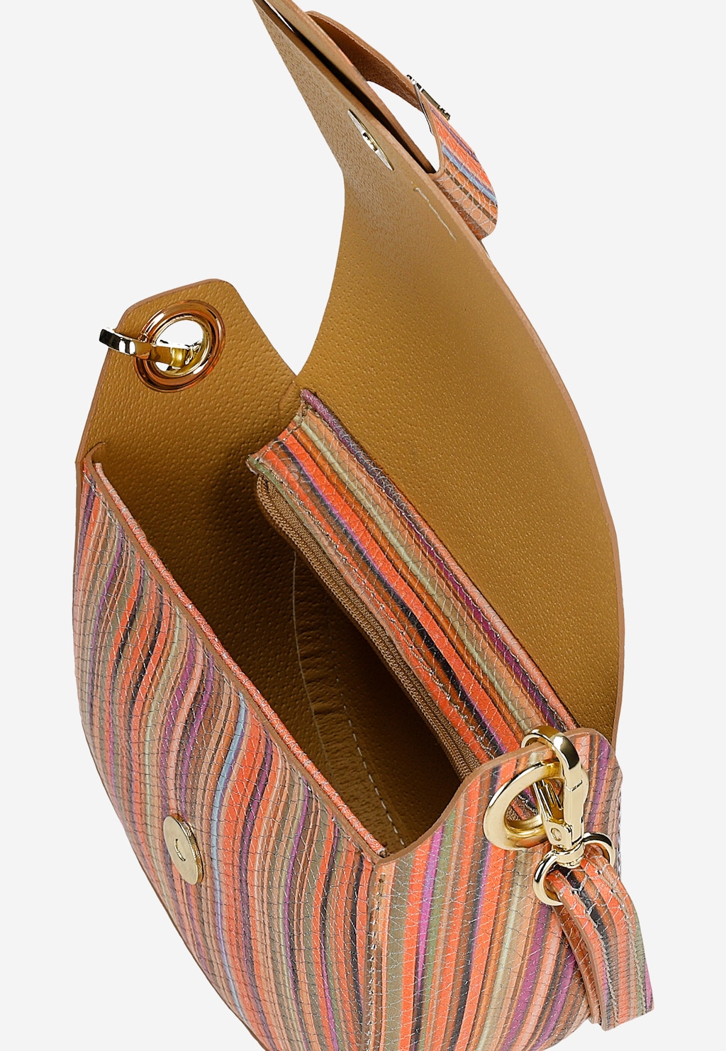 Półokrągła torebka w ozdobne kolorowe paski 80489-58 Widok 5