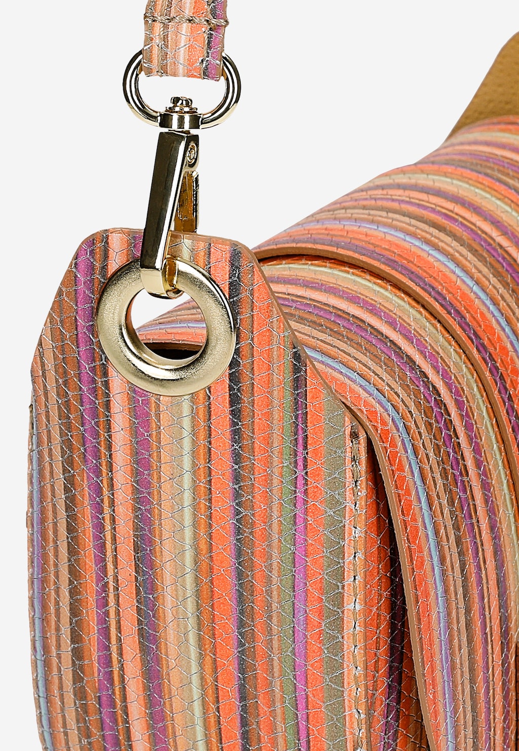 Półokrągła torebka w ozdobne kolorowe paski 80489-58 Widok 7