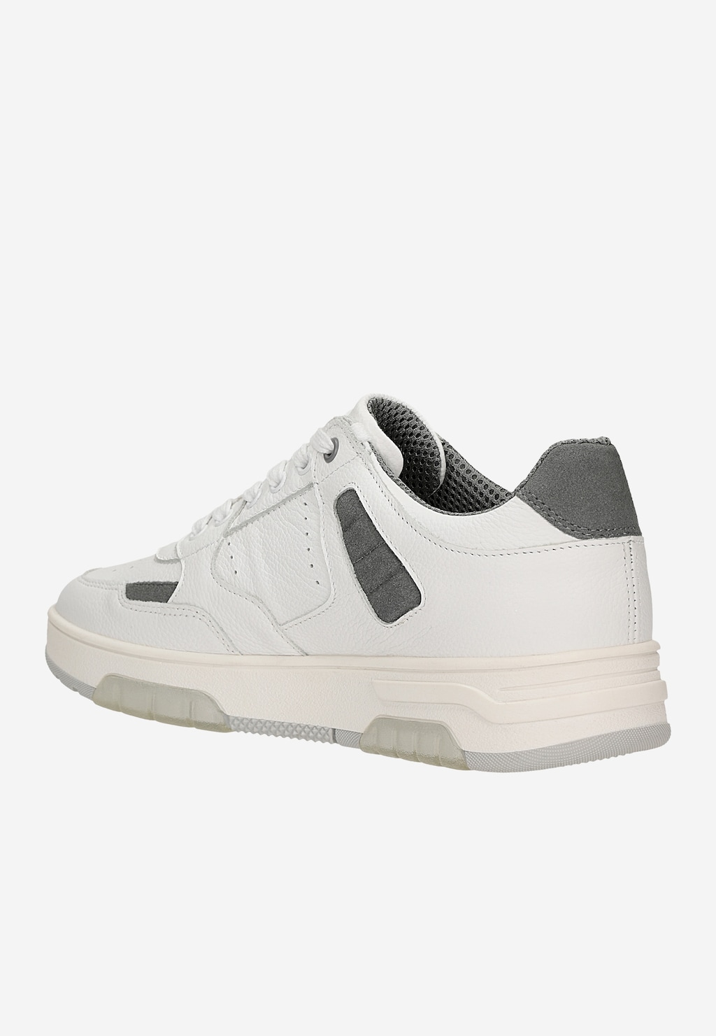 Białe skórzane trampki męskie z szarymi wstawkami 10093-99 Widok 3