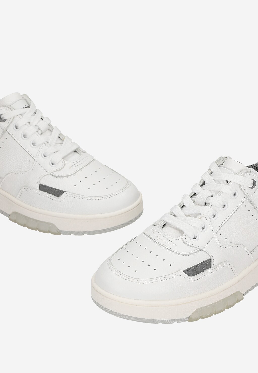 Białe skórzane trampki męskie z szarymi wstawkami 10093-99 Widok 6