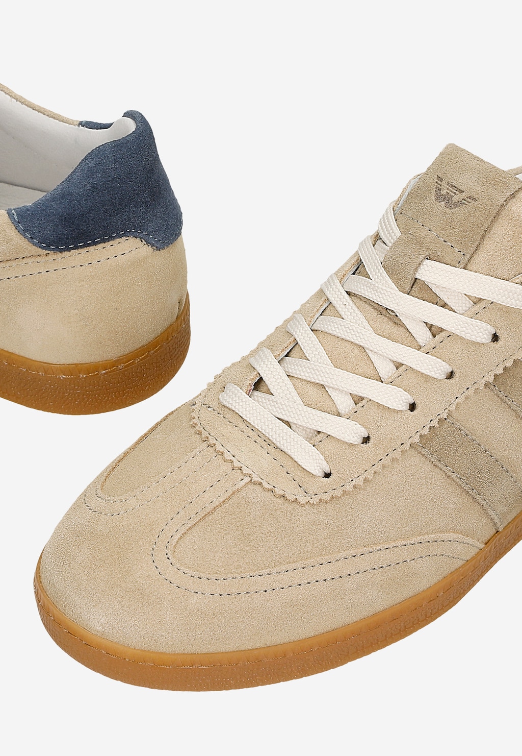 Beżowe trampki męskie z dwoiny welurowej 10304-64 Widok 6