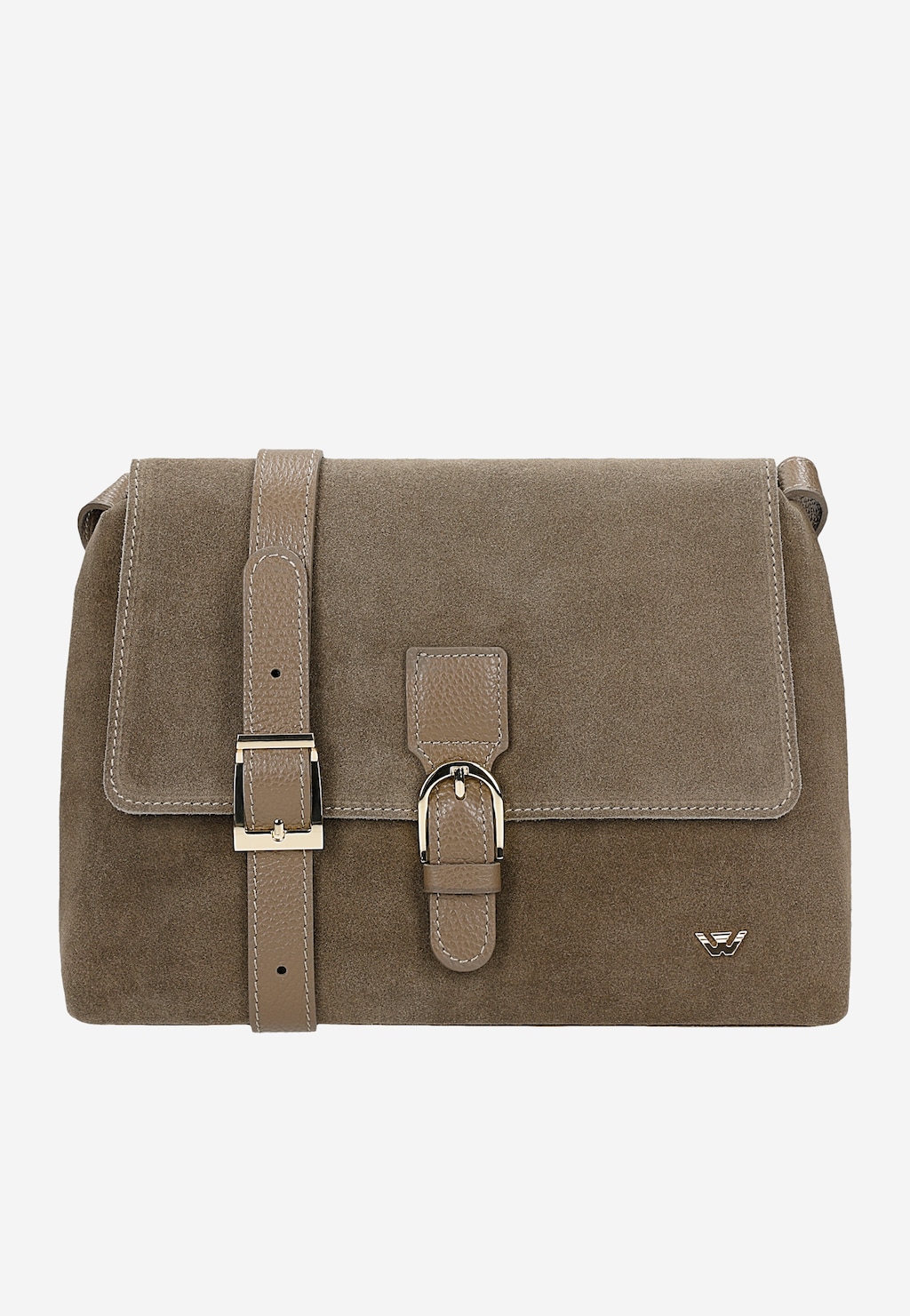 Ciemnobeżowa torebka damska z łączonych skór 80395-74 Widok 1