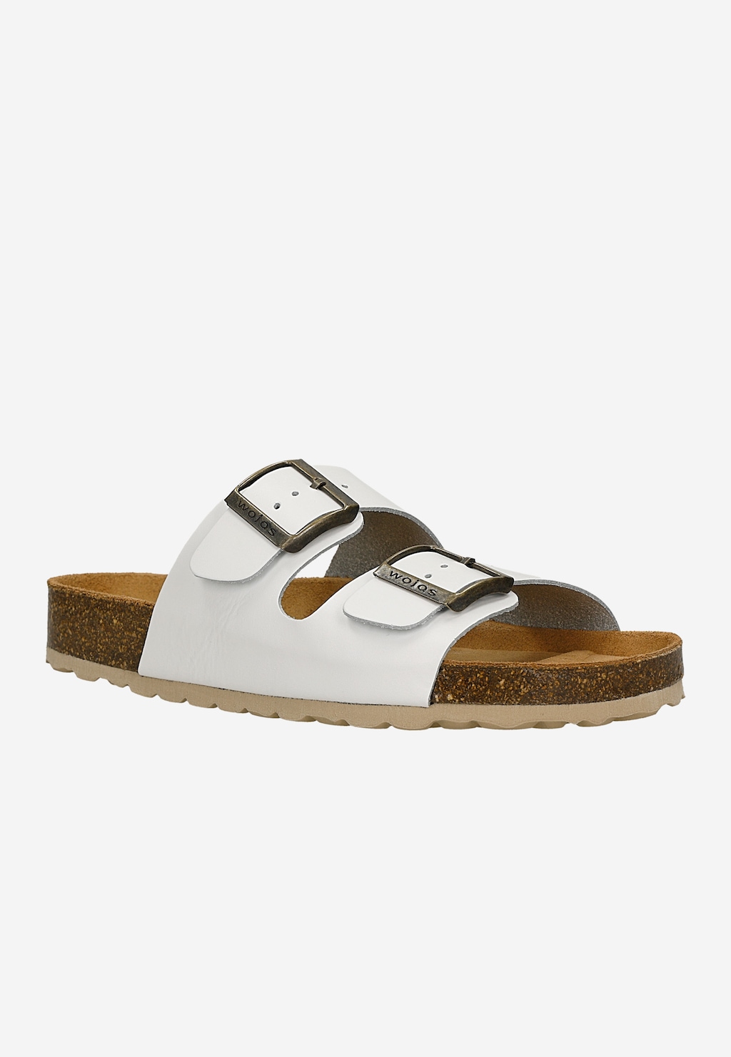 Białe skórzane klapki damskie na korkowej podeszwie 74077-59 Widok 2