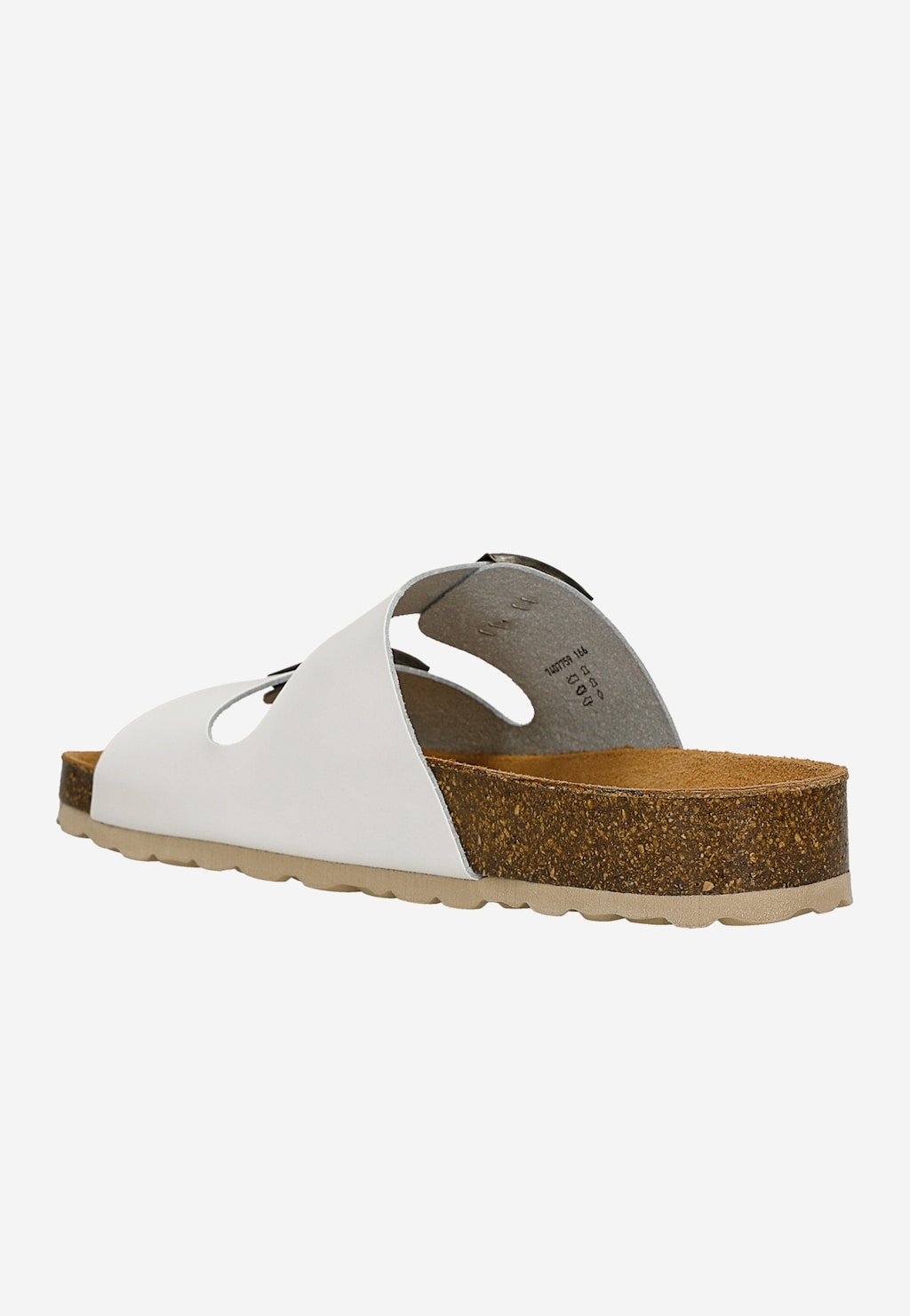 Białe skórzane klapki damskie na korkowej podeszwie 74077-59 Widok 3