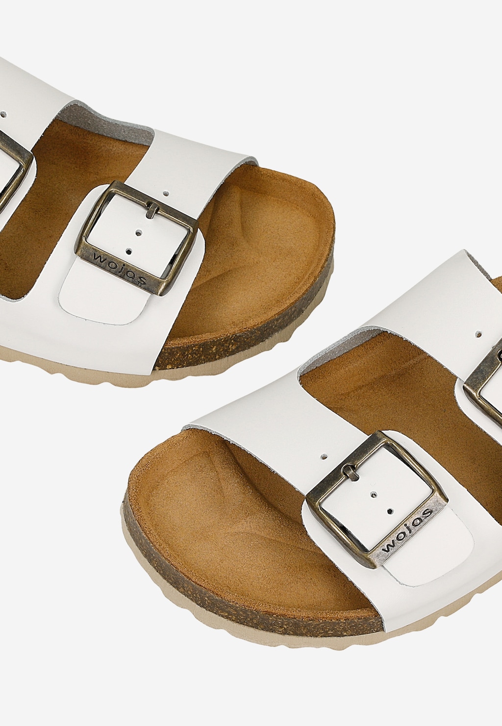 Białe skórzane klapki damskie na korkowej podeszwie 74077-59 Widok 6