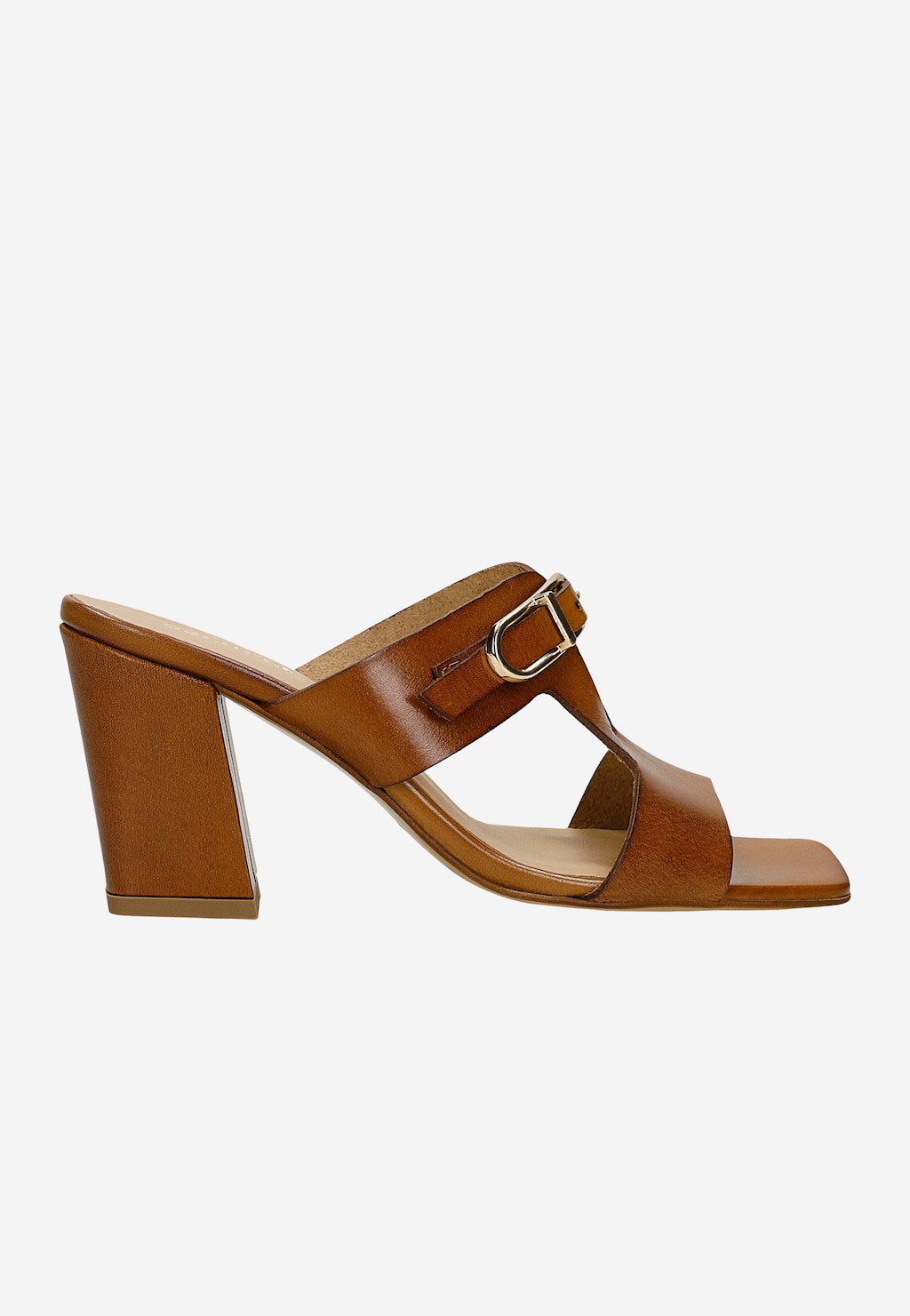 Brązowe skórzane klapki damskie na słupku 74165-53 Widok 1